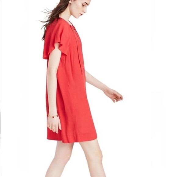 Madewell Lace up Flutter Sleeve Dress - Size Medium - Picture 5 of 5